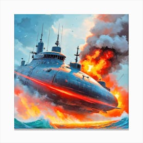 Submarine In The Ocean 1 Canvas Print