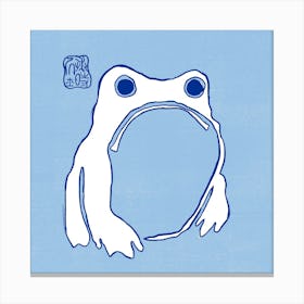 Japanese Frog On Blue 2 Canvas Print