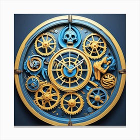 Steampunk Clock Cubism Style Canvas Print