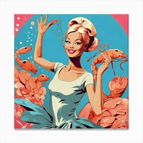 Barbie And Shrimp Canvas Print