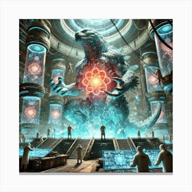 A Sci Fi Scene Depicting An Engineered Behemoth Kaiju Canvas Print