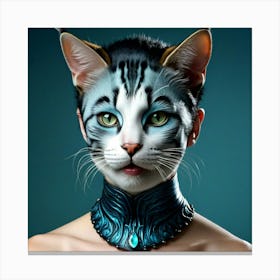 Human Cat Face Hybrid Feline Anthropomorphic Humanoid Transformation Fantasy Fiction Creat (3) Canvas Print