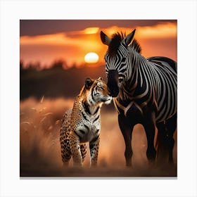 Zebra And Tiger Canvas Print