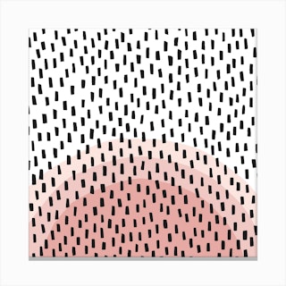 Mono Black And Pinks Square Canvas Print