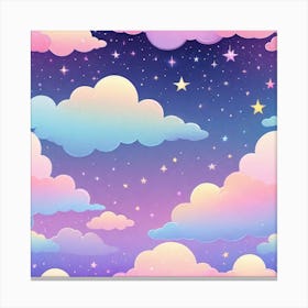 Sky With Twinkling Stars In Pastel Colors Square Composition 269 Canvas Print