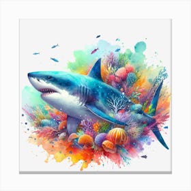 Sharks And Corals Canvas Print