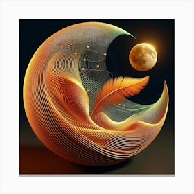 Moon And Feathers Canvas Print