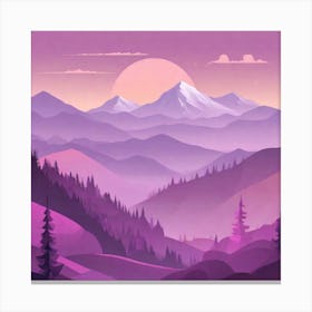 Misty mountains background in purple tone 129 Canvas Print