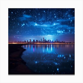 Chicago Skyline At Night Canvas Print