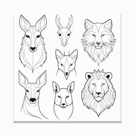 Lion, Deer, Fox, Wolf, Eagle, Lion Canvas Print