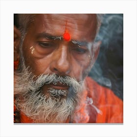 Man With Beard Smoking Canvas Print