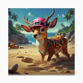 Deer On The Beach 9 Canvas Print