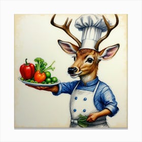 Chef Deer 32 Canvas Print