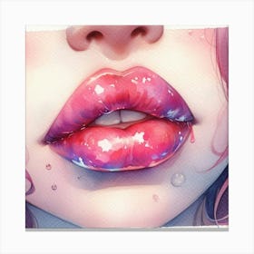 Girl'S Lips Canvas Print