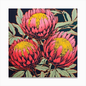 Protea 1 Pop Art Illustration Square Canvas Print