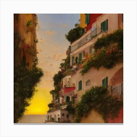 Sunset On Positano Canvas Print