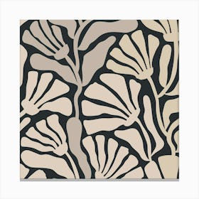 Black And Beige Floral Print Canvas Print