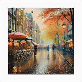 Amsterdam In The Rain 10 Canvas Print