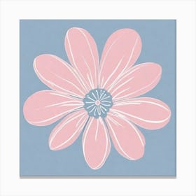 A White And Pink Flower In Minimalist Style Square Composition 384 Canvas Print