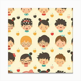 Children'S Faces Seamless Pattern 1 Canvas Print