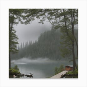 Misty Lake Canvas Print