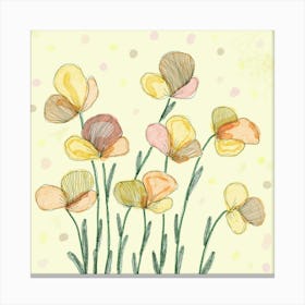 Flower Pastel Nature Draw Painting Multicoloured Art Meadow Canvas Print