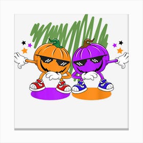 Halloween Funny Dancing Pumpkins Halloween Canvas Print