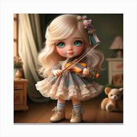 Little Girl Playing Violin 1 Canvas Print
