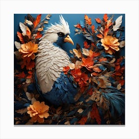 Bird With Flowers Canvas Print