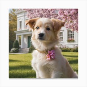 Dog In Bloom Canvas Print