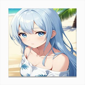 Anime Girl On The Beach 2 Canvas Print