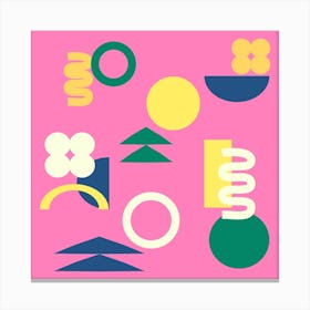 Shapes In Pink Square Canvas Print