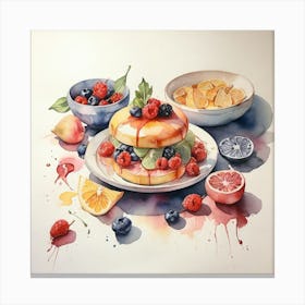 Watercolor Of Fruit Canvas Print