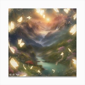 Landscape Butterflies In The Sky Canvas Print