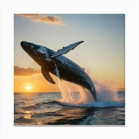 Humpback Whale Leaping Out Of The Water 3 Canvas Print