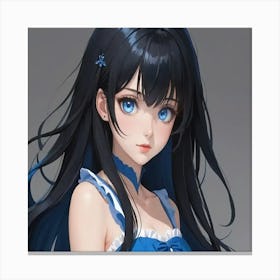 Anime Girl With Blue Hair 1 Canvas Print