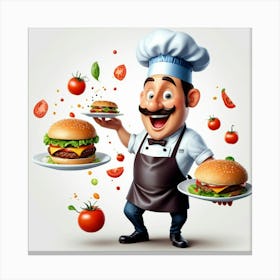 Chef Holding Burgers 1 Canvas Print