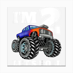 Kids Monster Truck 2nd Birthday Boy 2 Two Year Old Canvas Print