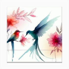 Hummingbirds And Flowers Canvas Print