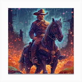 Cowboy On A Horse Canvas Print