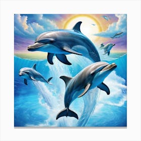 Dolphins In The Sea 1 Canvas Print