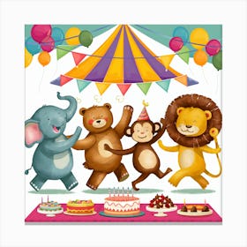 Birthday Party Animals Canvas Print