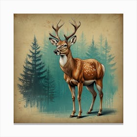 Deer In The Forest 21 Canvas Print