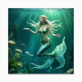 Elf Water Aquatic Mermaid Nymph Ocean River Lake Creature Magical Enchanting Ethereal Gr Canvas Print