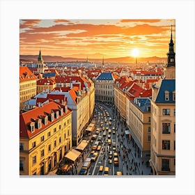 Prague, Czech Republic Cubism Style Canvas Print