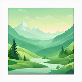 Misty mountains background in green tone 203 Canvas Print