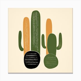 Rizwanakhan Simple Abstract Cactus Non Uniform Shapes Petrol 51 Canvas Print