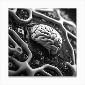 Brain On A Circuit Board 39 Canvas Print