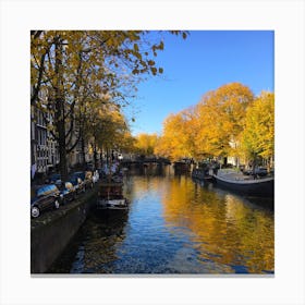 Canal in Amsterdam - Square Canvas Print