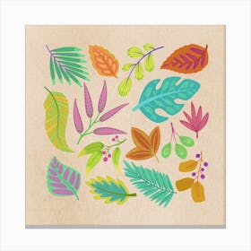 Multi coloured leaf print Canvas Print